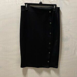 Bold Elements Size M Knit Pencil Midi Skirt W/ Silver Button Accents Pre Owned
